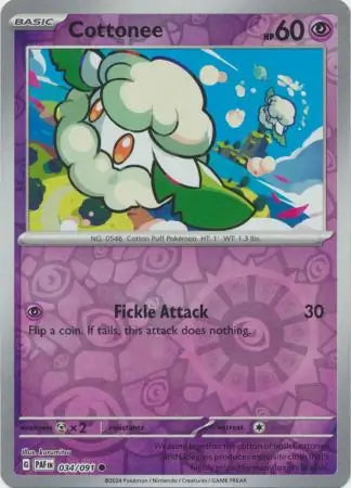 Paldean Fates Cottonee #34/91 reverse holo